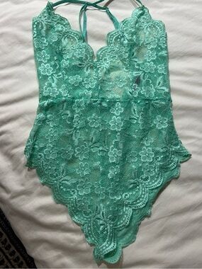 Avidlove Sz S Lace one piece teddy Mint Green Bodysuit